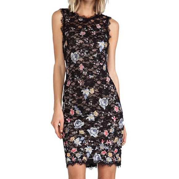 bcbgmaxazria floral embroidered evening dress BCBGMAXAZRIA Mixed-Print Asymmetric Dress L main image 1